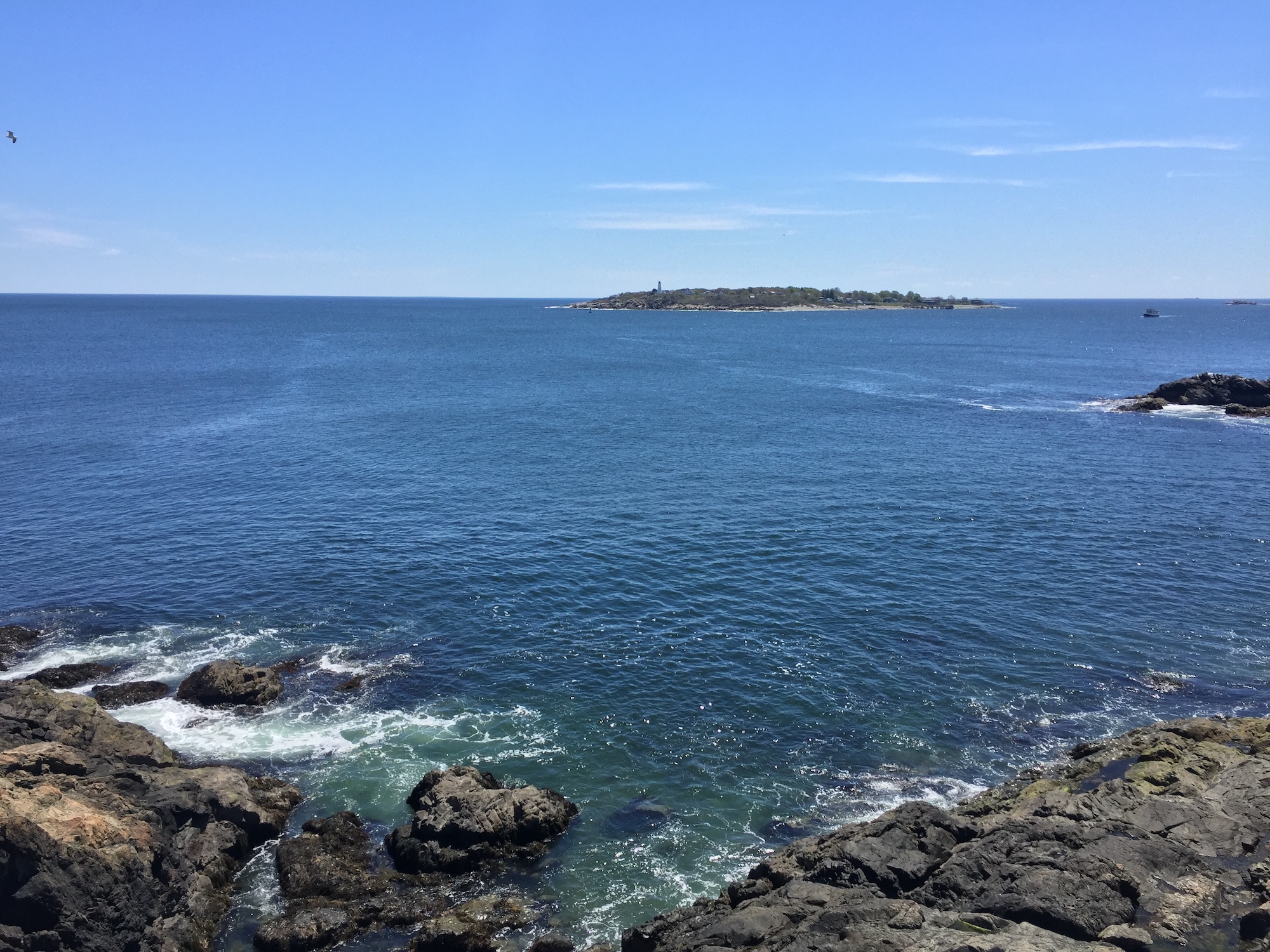 View of Misery Islands, from a rocky shore