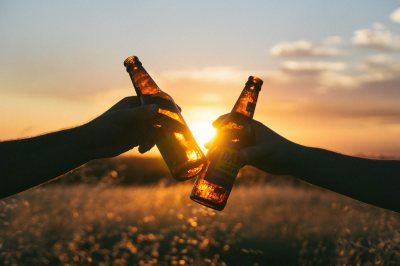 beer at sunset