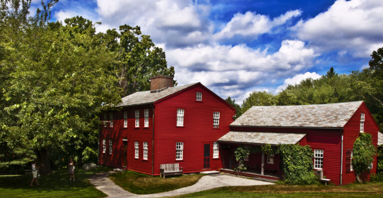 the red Alcott farm house