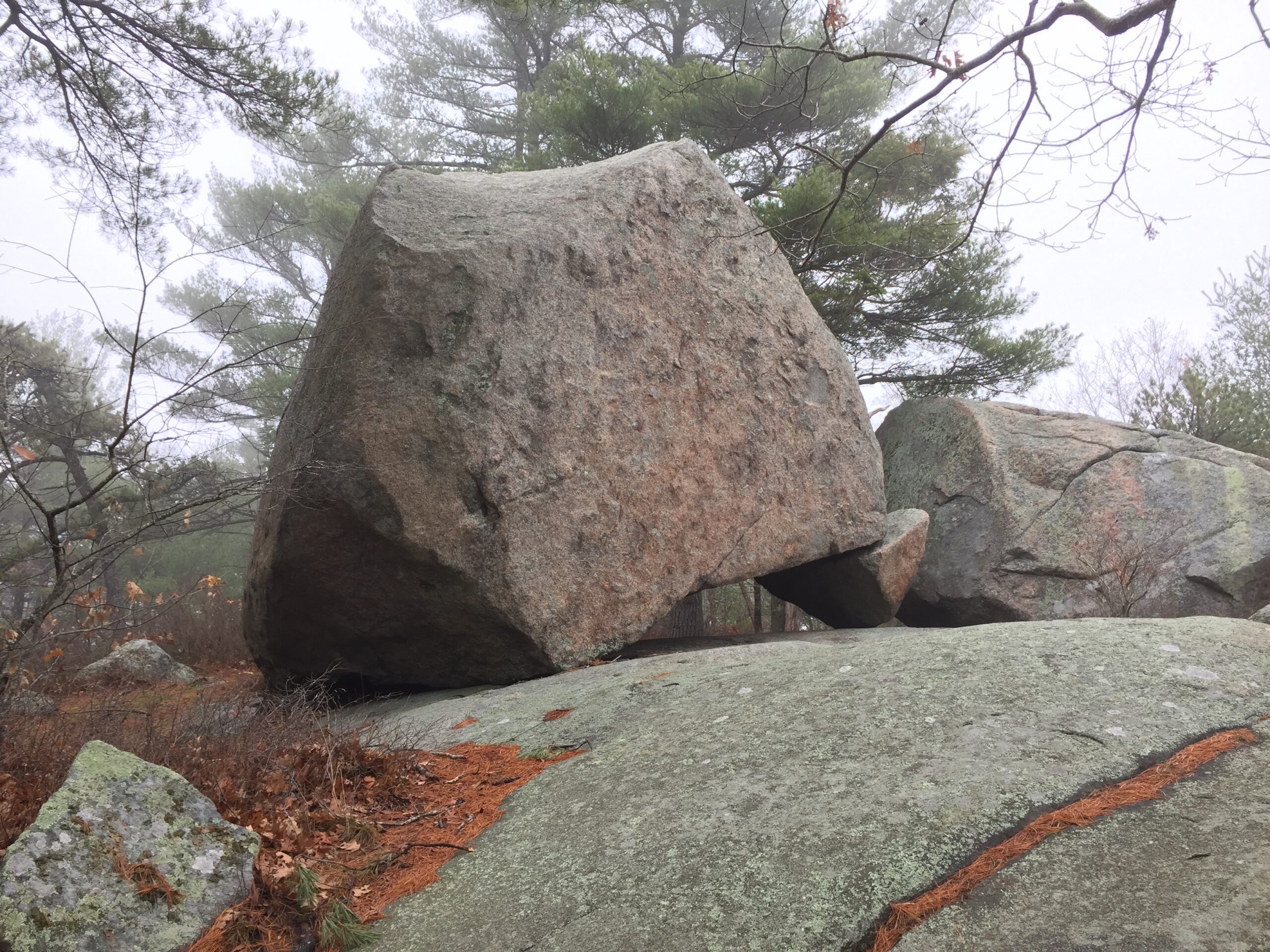 Large balanced boulders outdoors at the Monoliths