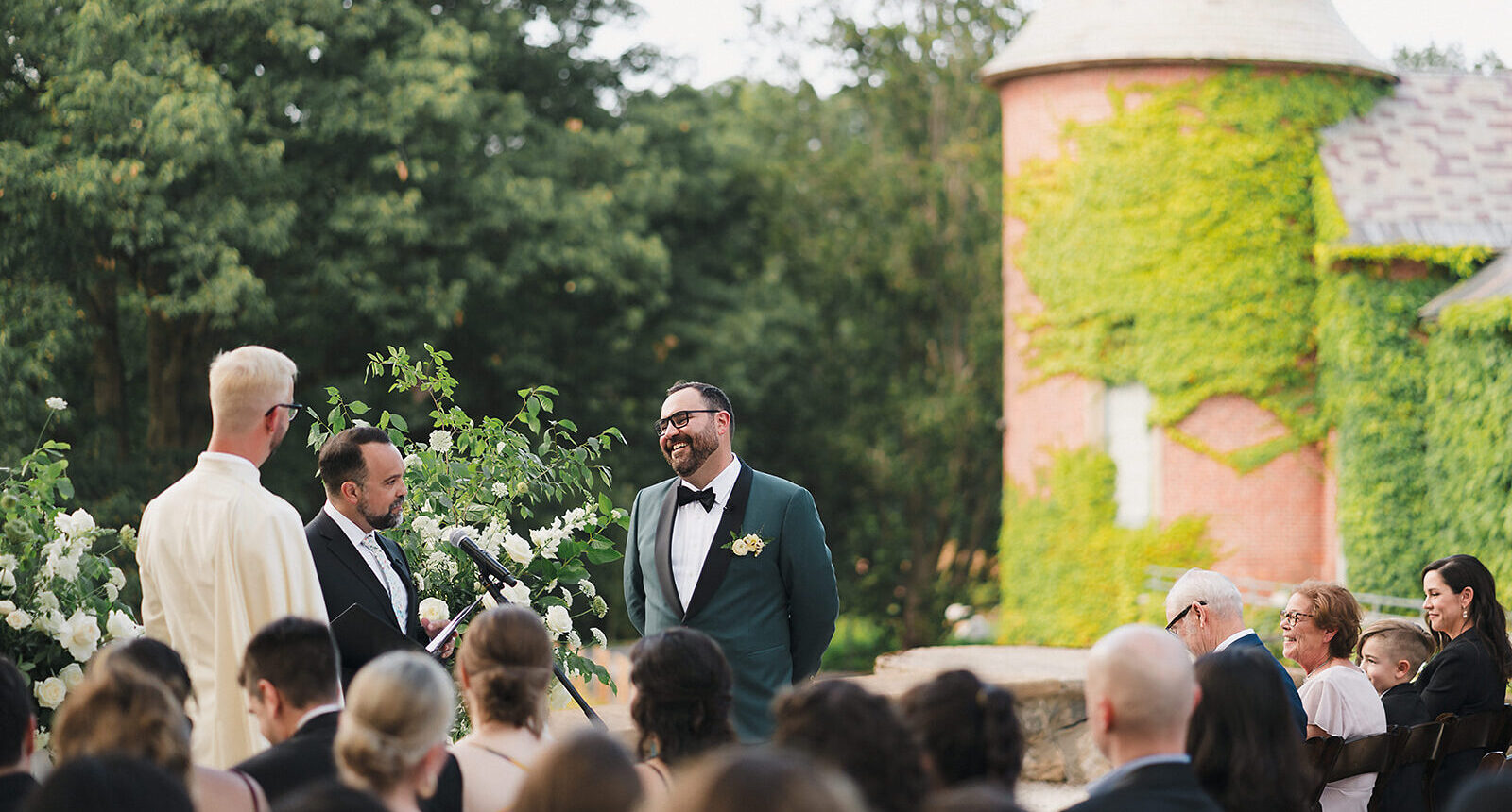 A wedding ceremony at deCordova Sculpture Park and Museum in Lincoln, MA.