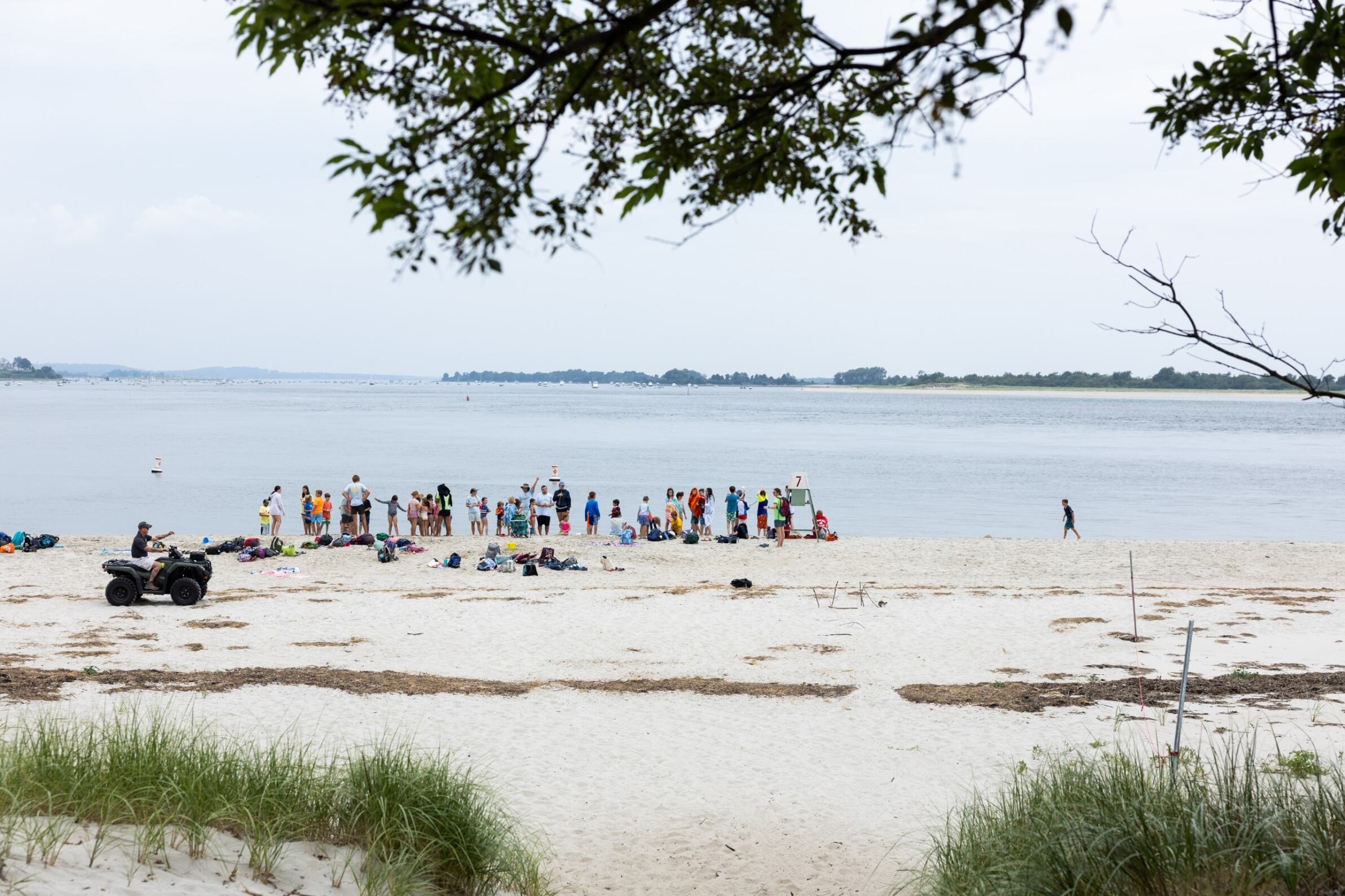 Campers gather on Crane Beach