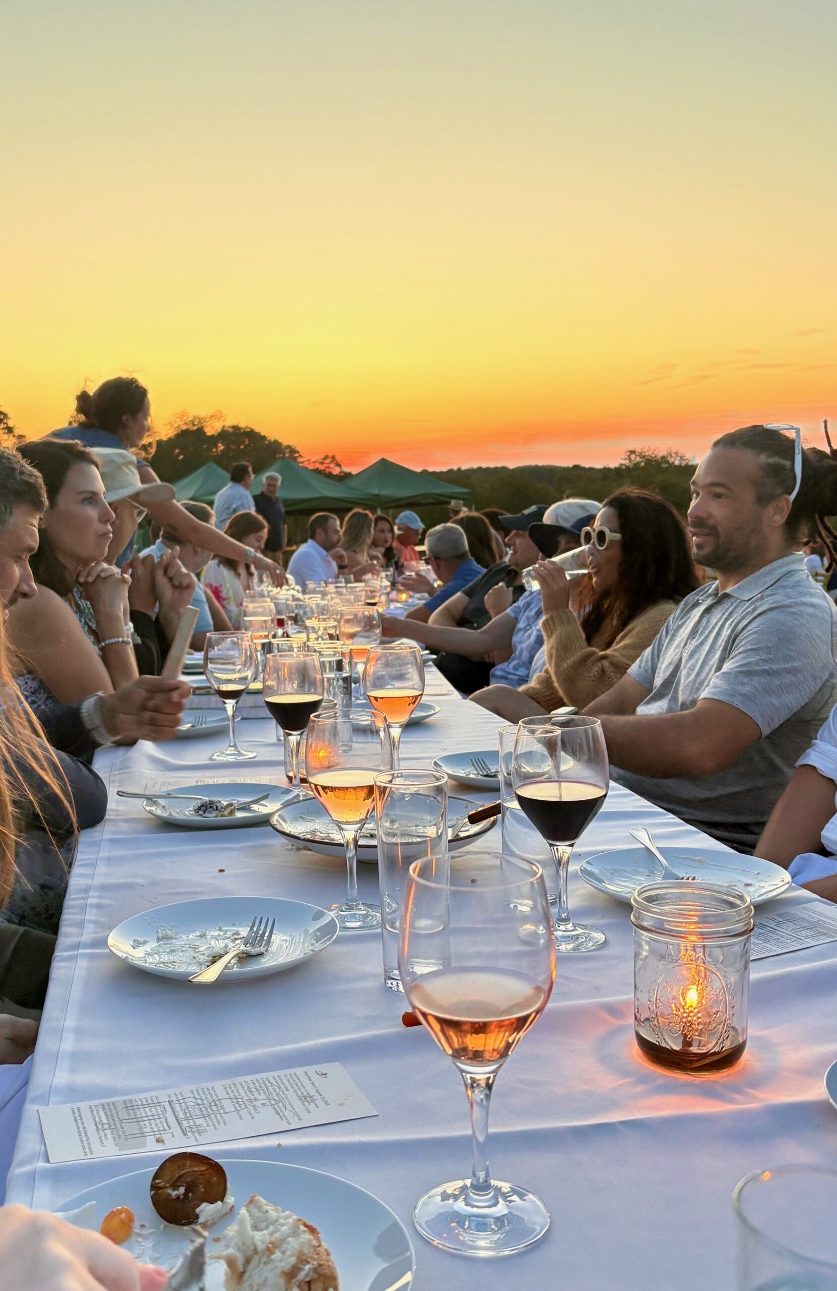 sunset dinner at Weir River Farm in Hingham