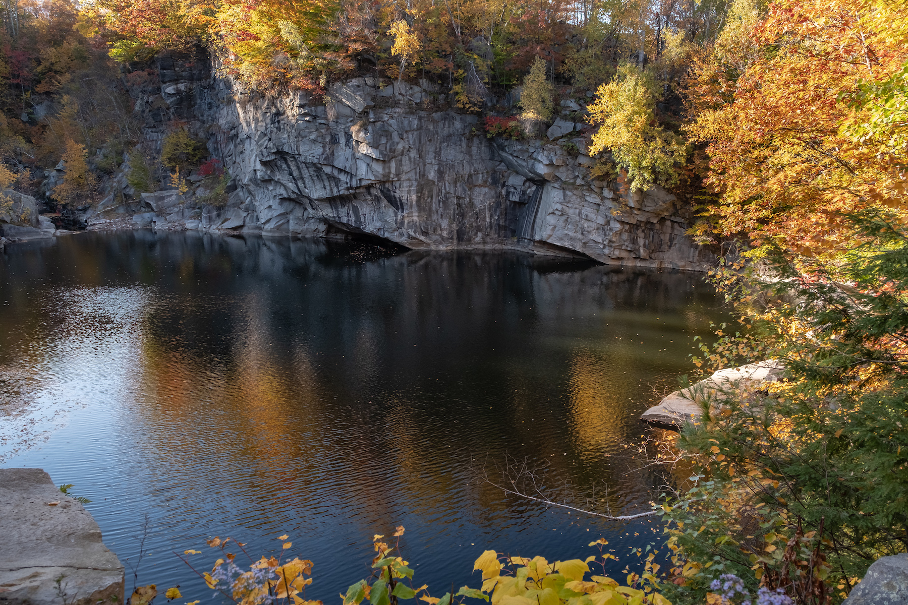 Becket Quarry - quarry pond in fall