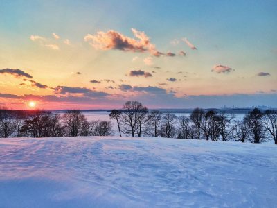Worlds end winter sunset