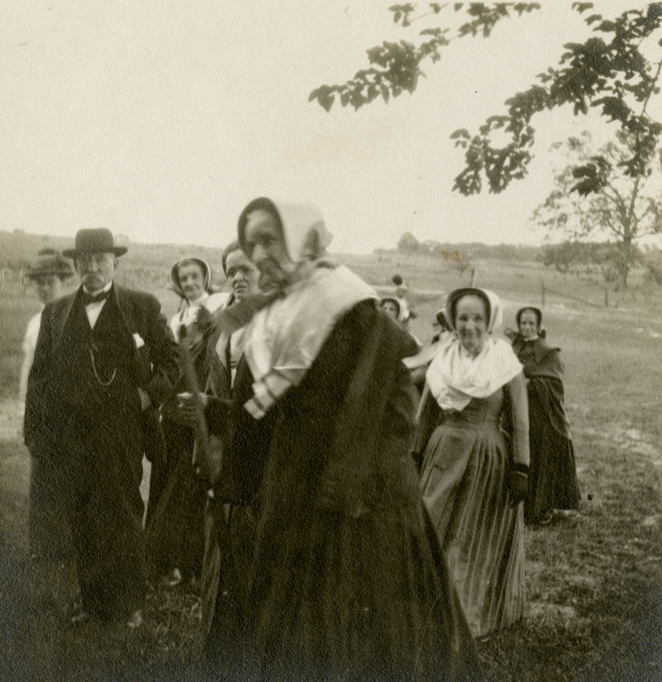 a black and white image of a group of Shaker women