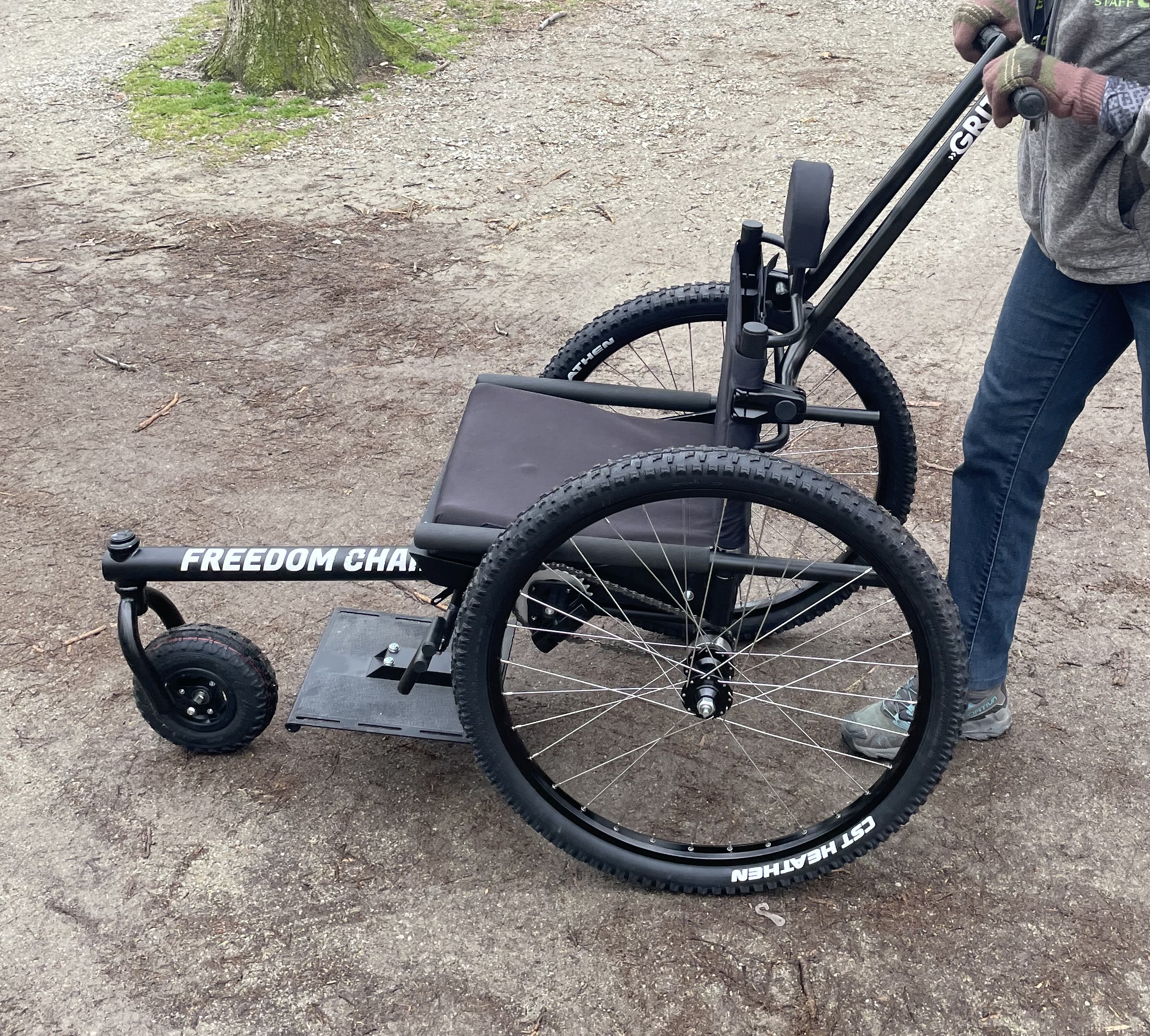 a GRIT wheelchair, designed to provide access to rugged terrain to people with mobility challenges