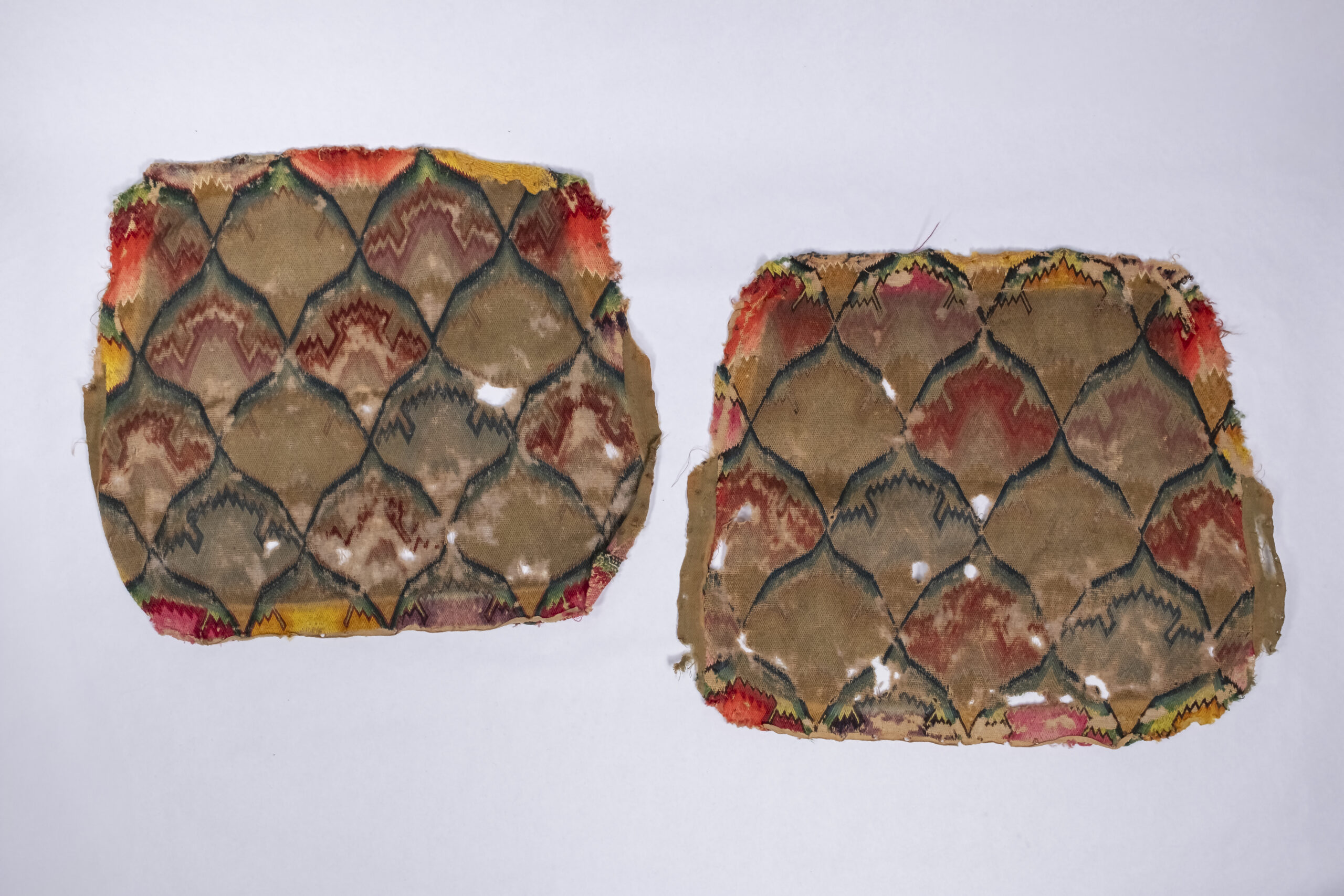 Seat covers, wool and canvas, 1760-1769, Mary Ballantine Ashley, Westfield, Massachusetts. Photo by David Edgecomb.