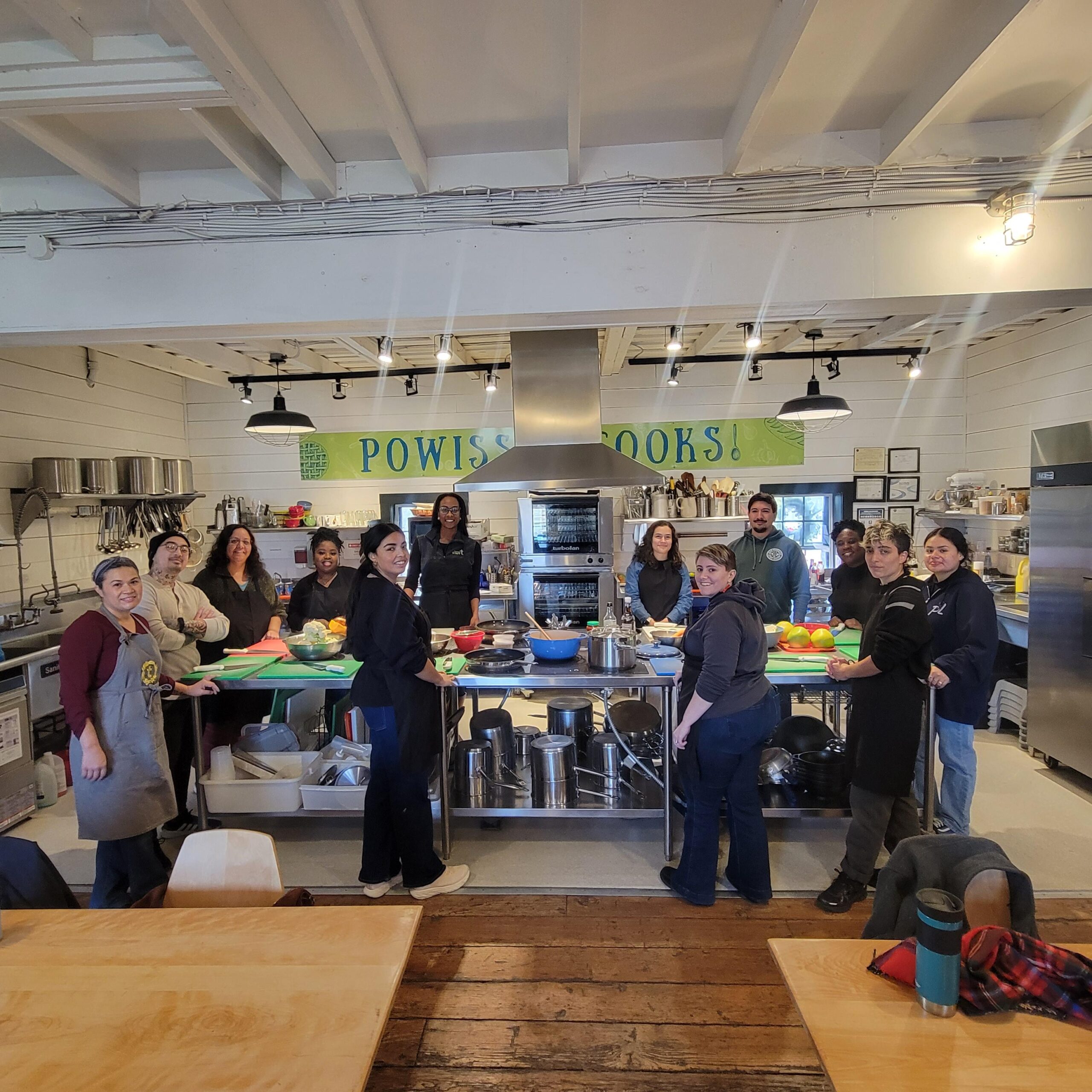 People participate in a Powisset Cooking Class