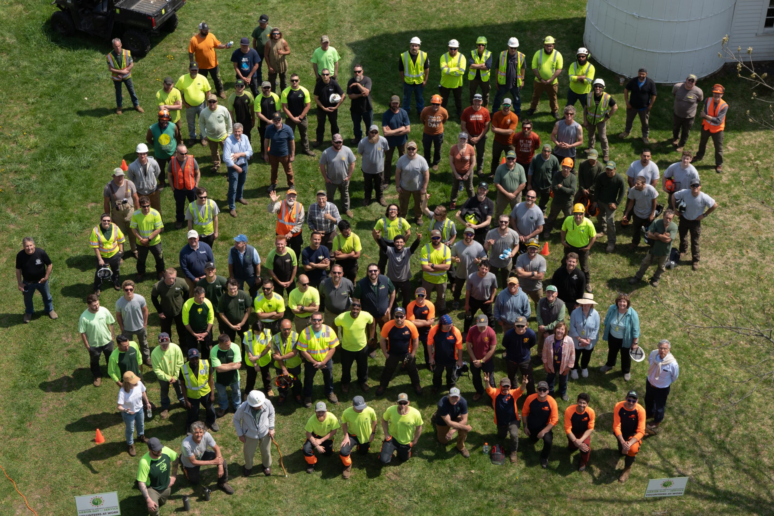 Massachusetts Arborists Association (MAA) Day of Service group shot at Millborn Farm