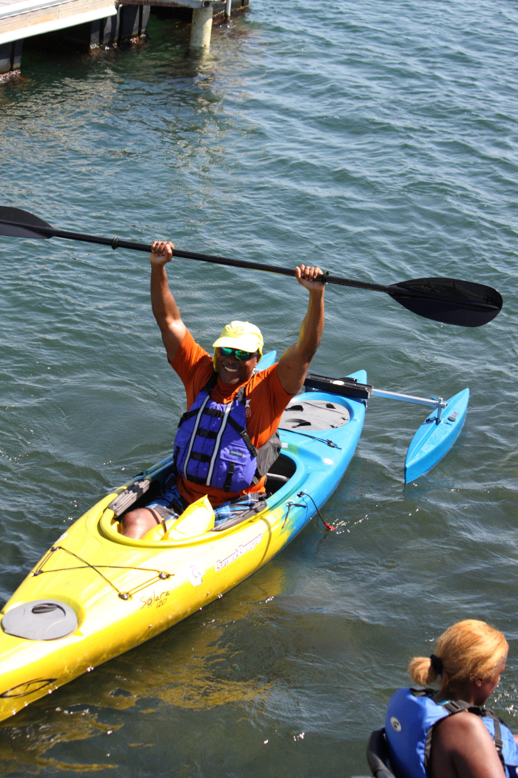 A disabled veteran uses Creating Ability's accessible kayak during a summer sports clinic. Photo courtesy of Creating Ability.
