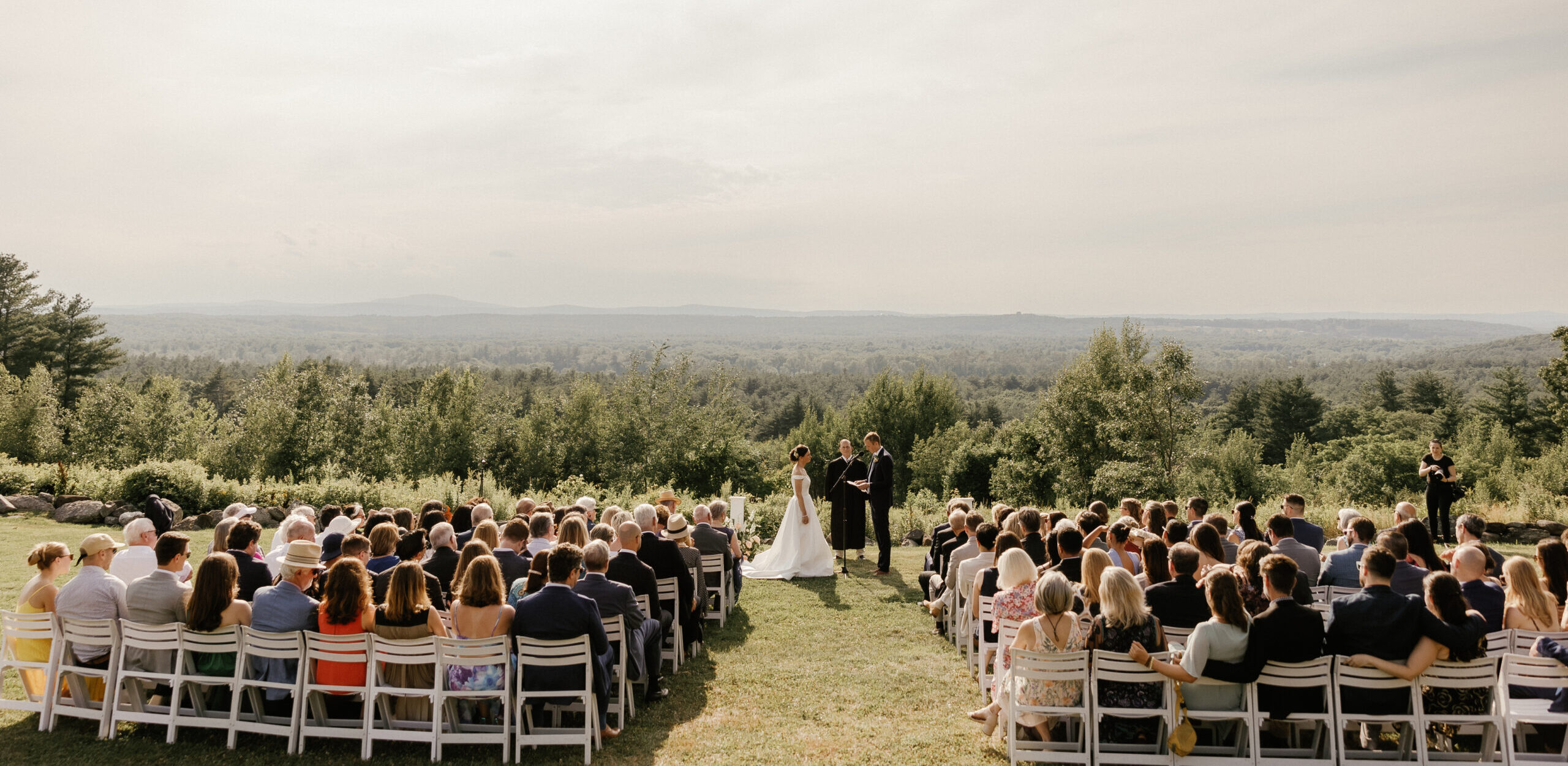 Wedding ceremony at Fruitlands Museum in Harvard, MA.