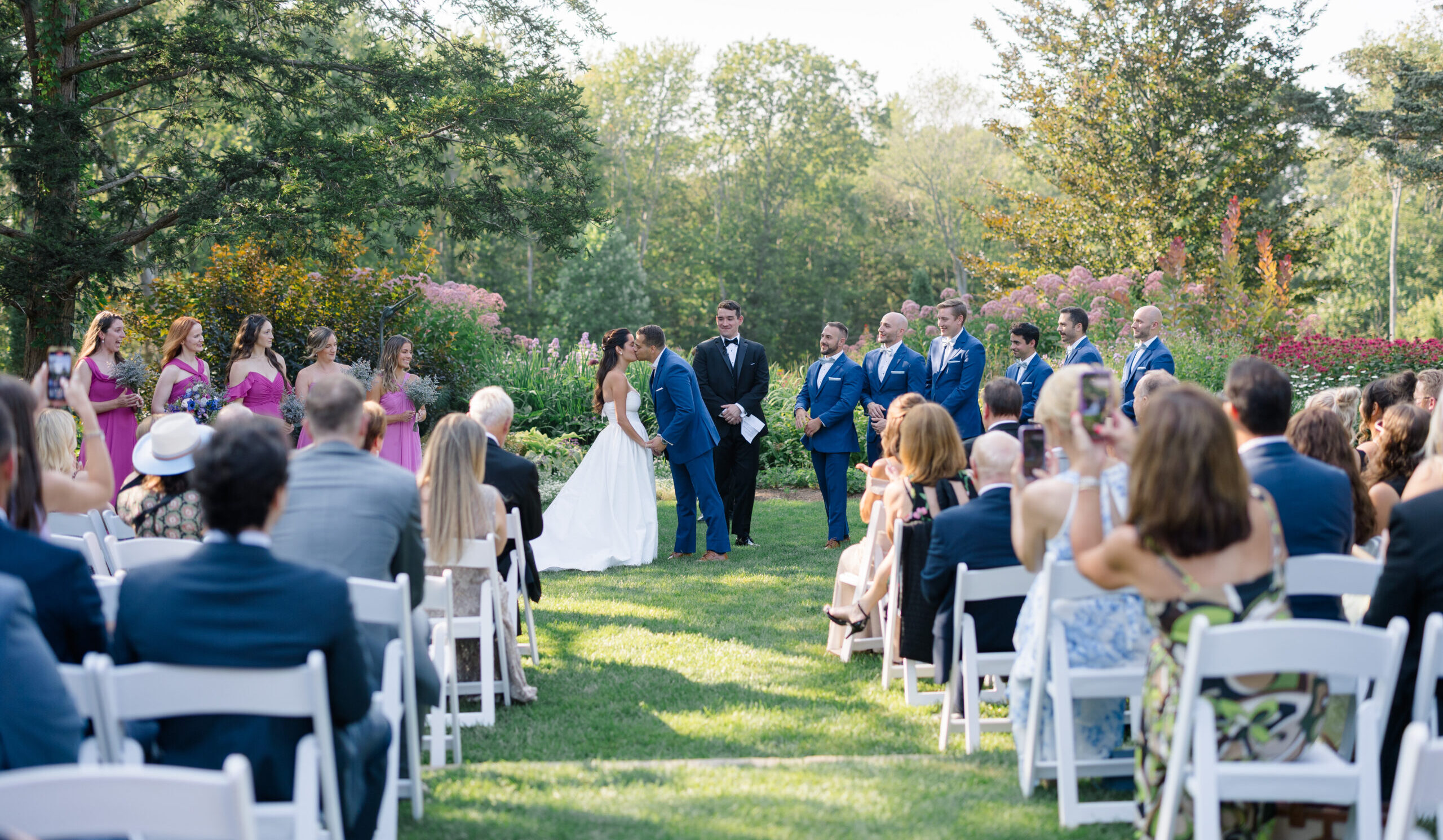 A wedding ceremony at Long Hill in Beverly, MA.