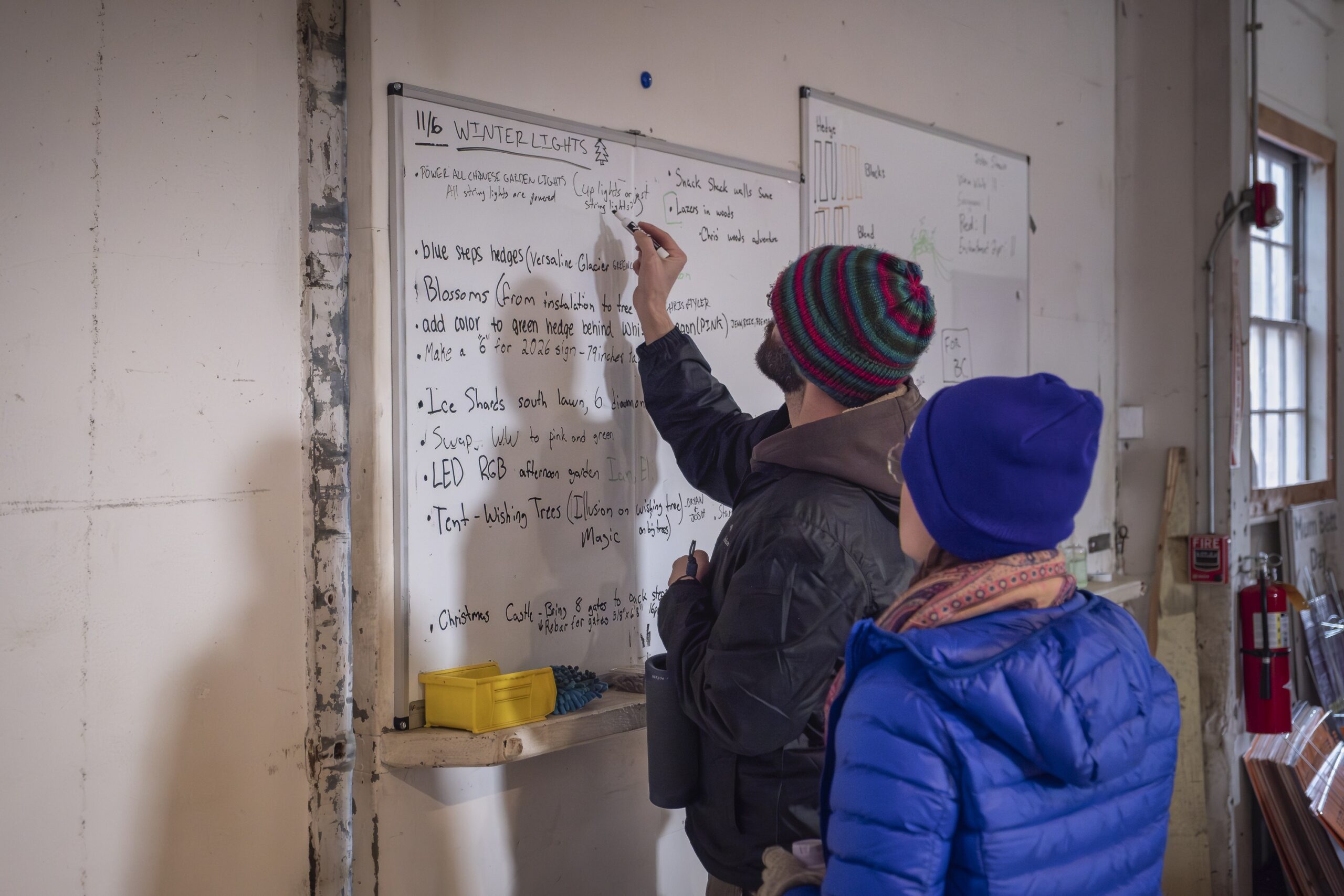 Naumkeag's Winterlights Whiteboard during 2025 setup