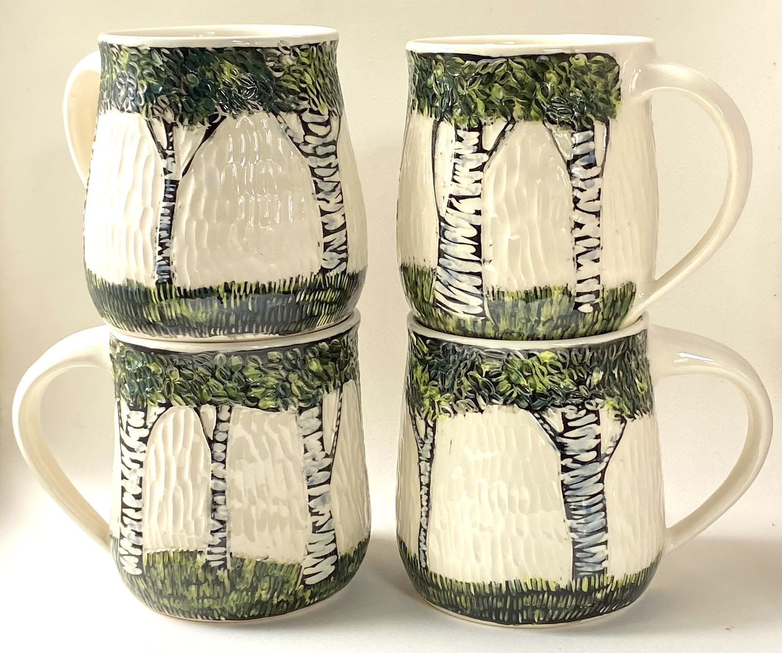 Birch tree mugs from Susannah Abbott Pottery