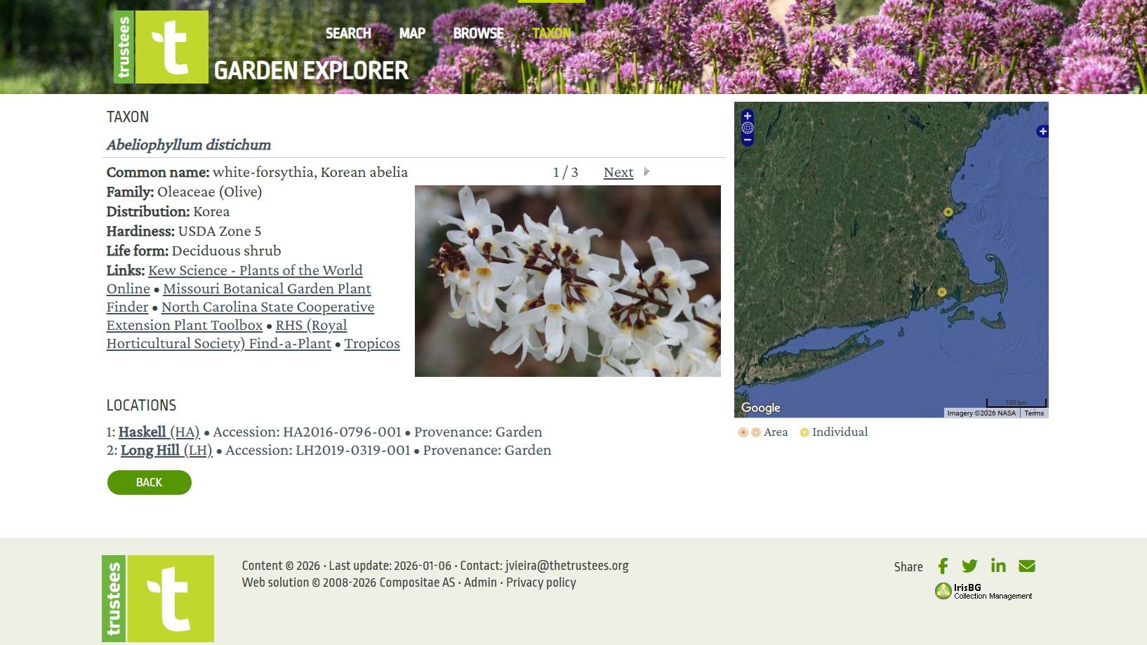 Individual plant view on the Garden Explorer - trustees.gardenexplorer.org/