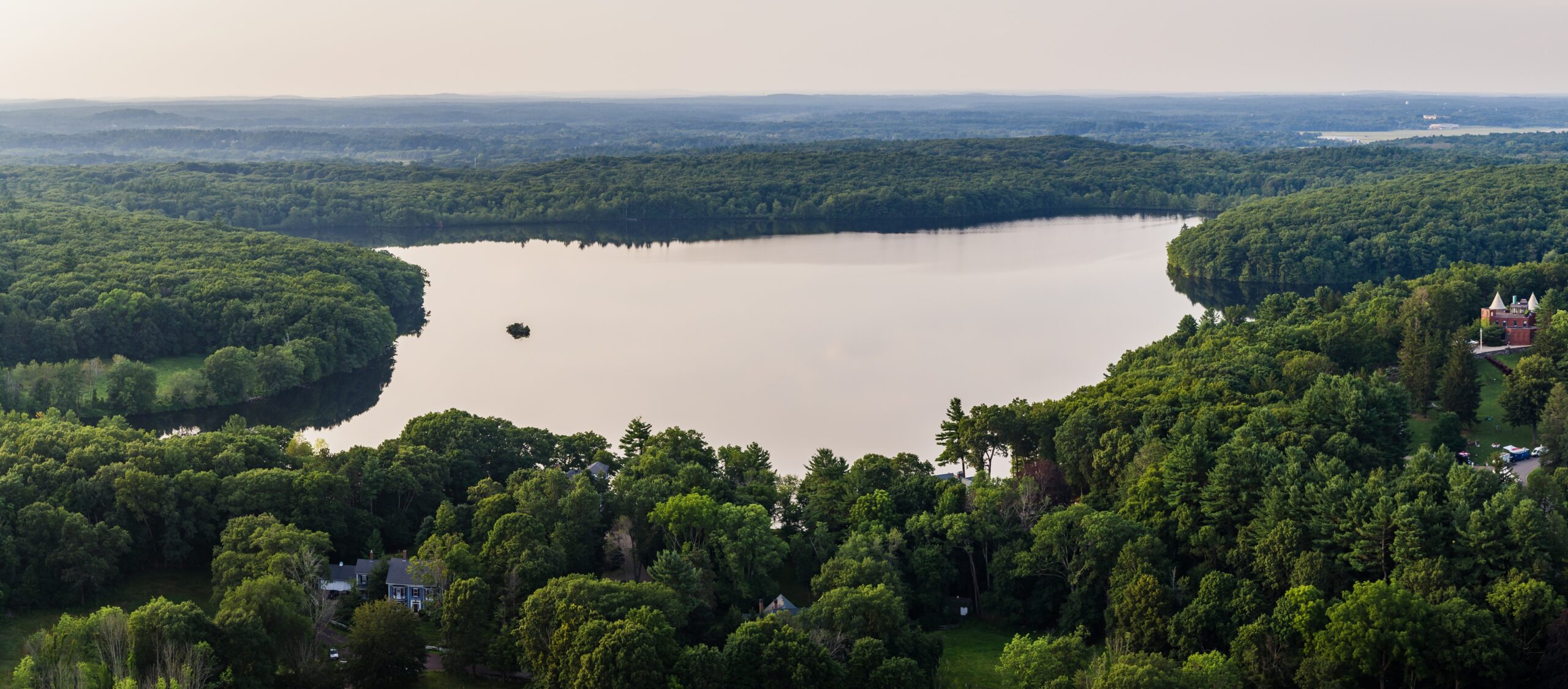 Aerial view of Flint's Pond near deCordova.