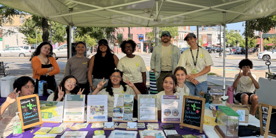 A group of teens tabling